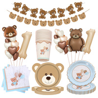Brown Teddy Bear printe napkin Teddy Bear party napkins plates cup kids Teddy Bear Birthday Party decoration Baby Shower wedding