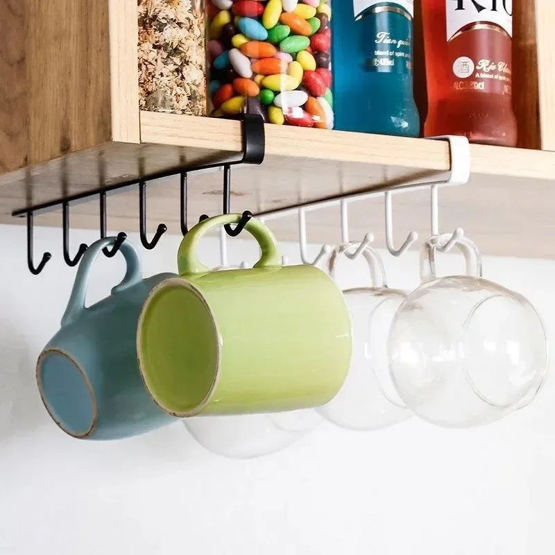 

6 Hooks No Marks or Nails Kitchen Hanger Hook for Storing Pot Shovels Hanging Pieces Kitchen Utensils Storage Racks Hook