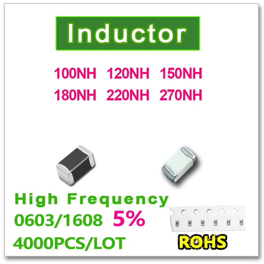 

JASNPROSMA 0603 1608 4000PCS SMD Multilayer High Frequency Inductor 5% 100NH 120NH 150NH 180NH 220NH 270NH New high quality