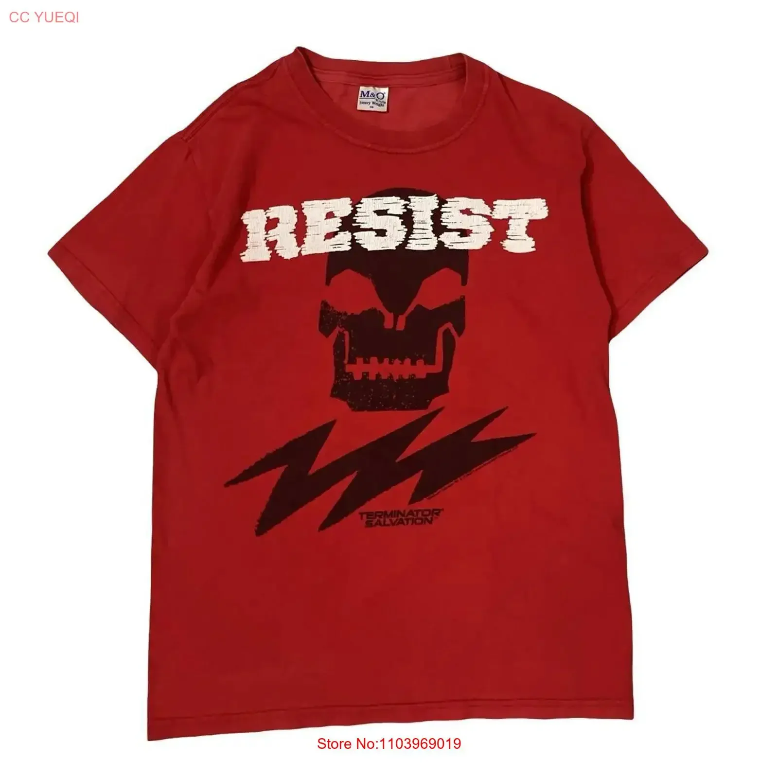 Camiseta de la película Terminator Salvation 2009, estilo Resist, talla pequeña, vintage, lavada, informal, elástica, streetwear, suave y elegante
