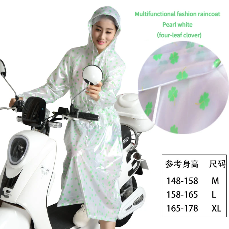 Ladies Sleeve Rain Dress Transparent Adult Lightweight Hooded Raincoat Travel Hiking Pedal Electric Vehicle Waterproof Rain Gear