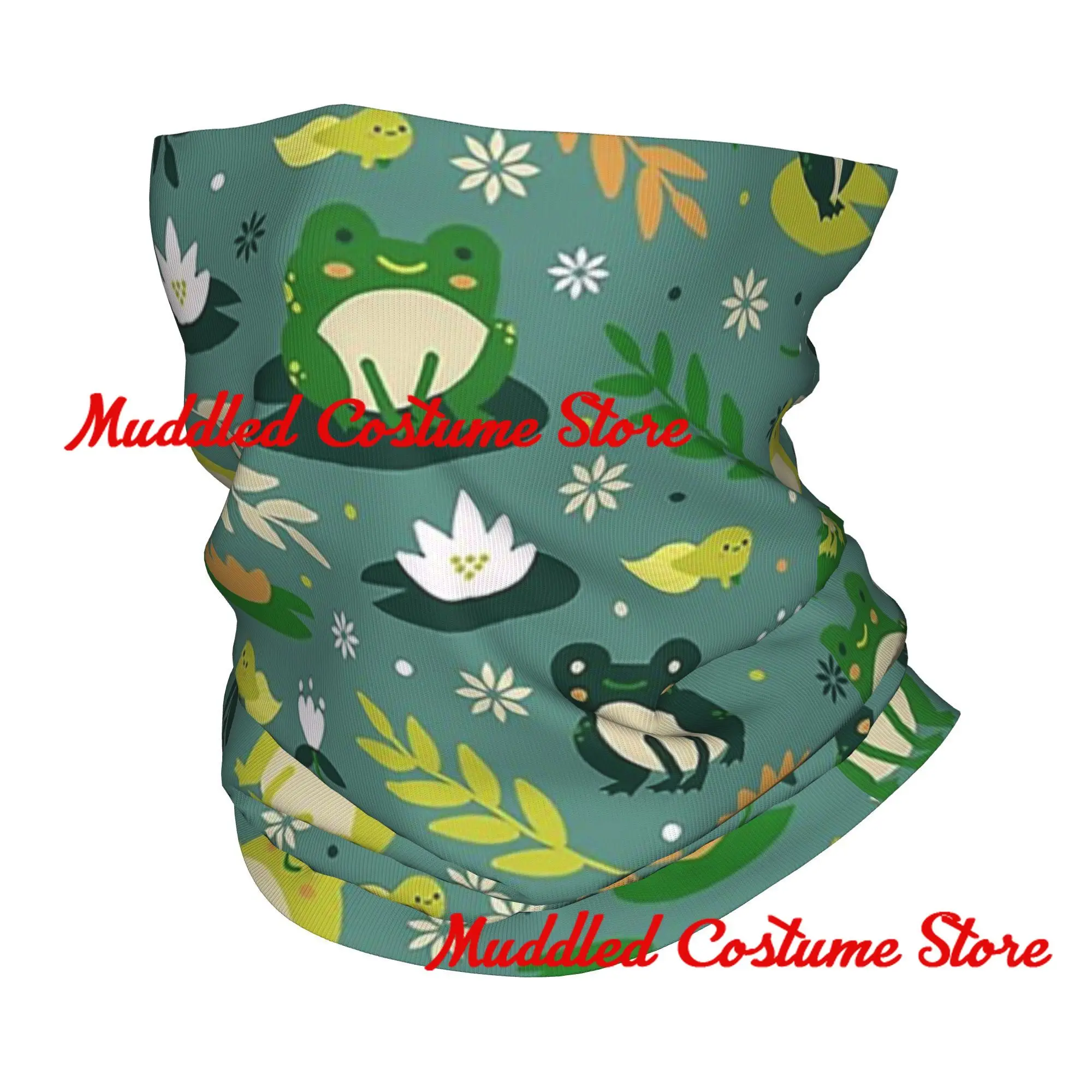 

Cute Frogs Pattern Bandana Neck Gaiter Printed Wrap Scarf Multifunction Balaclava Hiking Fishing Unisex Adult Washable