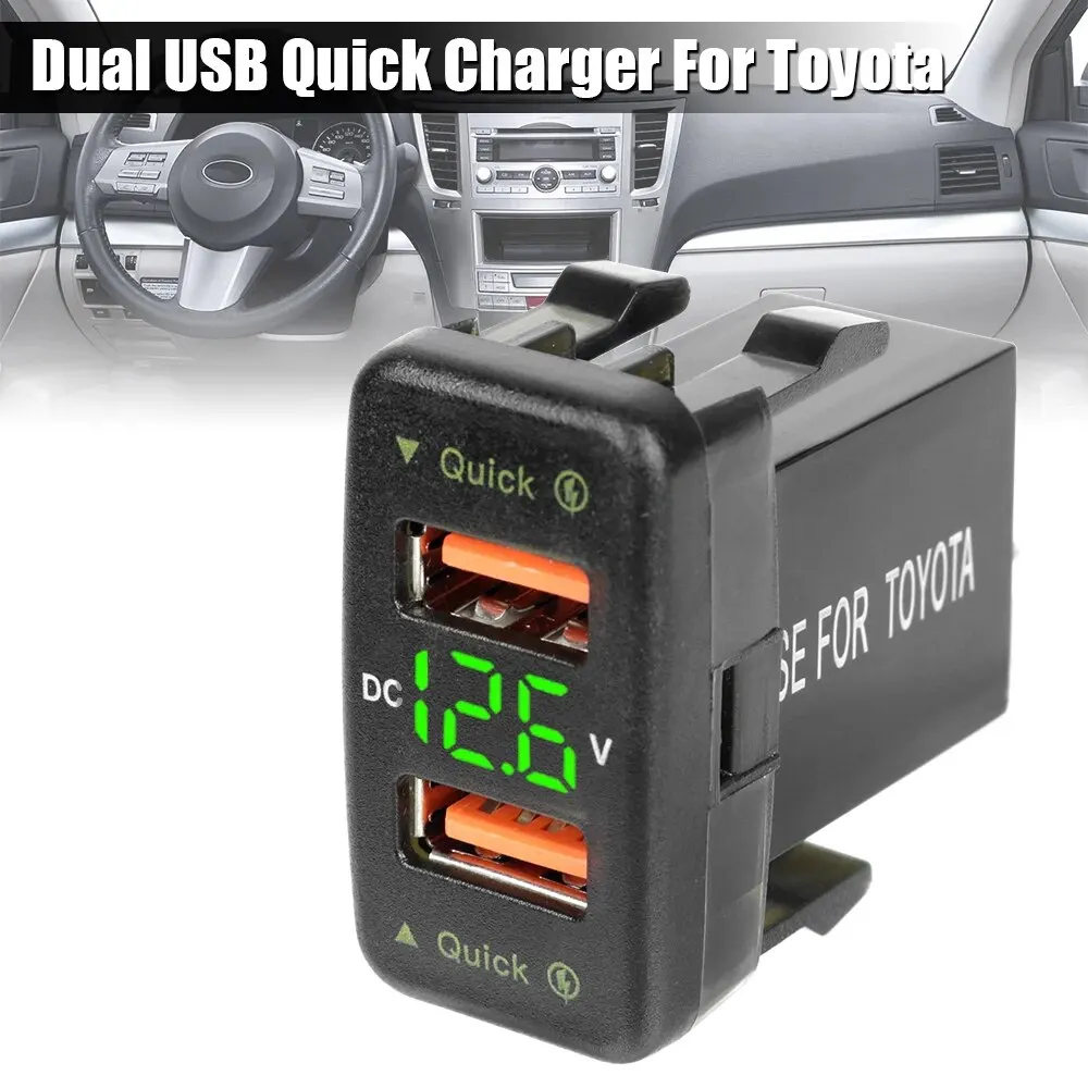 12-24V podwójna ładowarka gniazdo samochodowe USB woltomierzem LED telefonu komórkowego szybkie ładowanie zasilacza do Toyoty