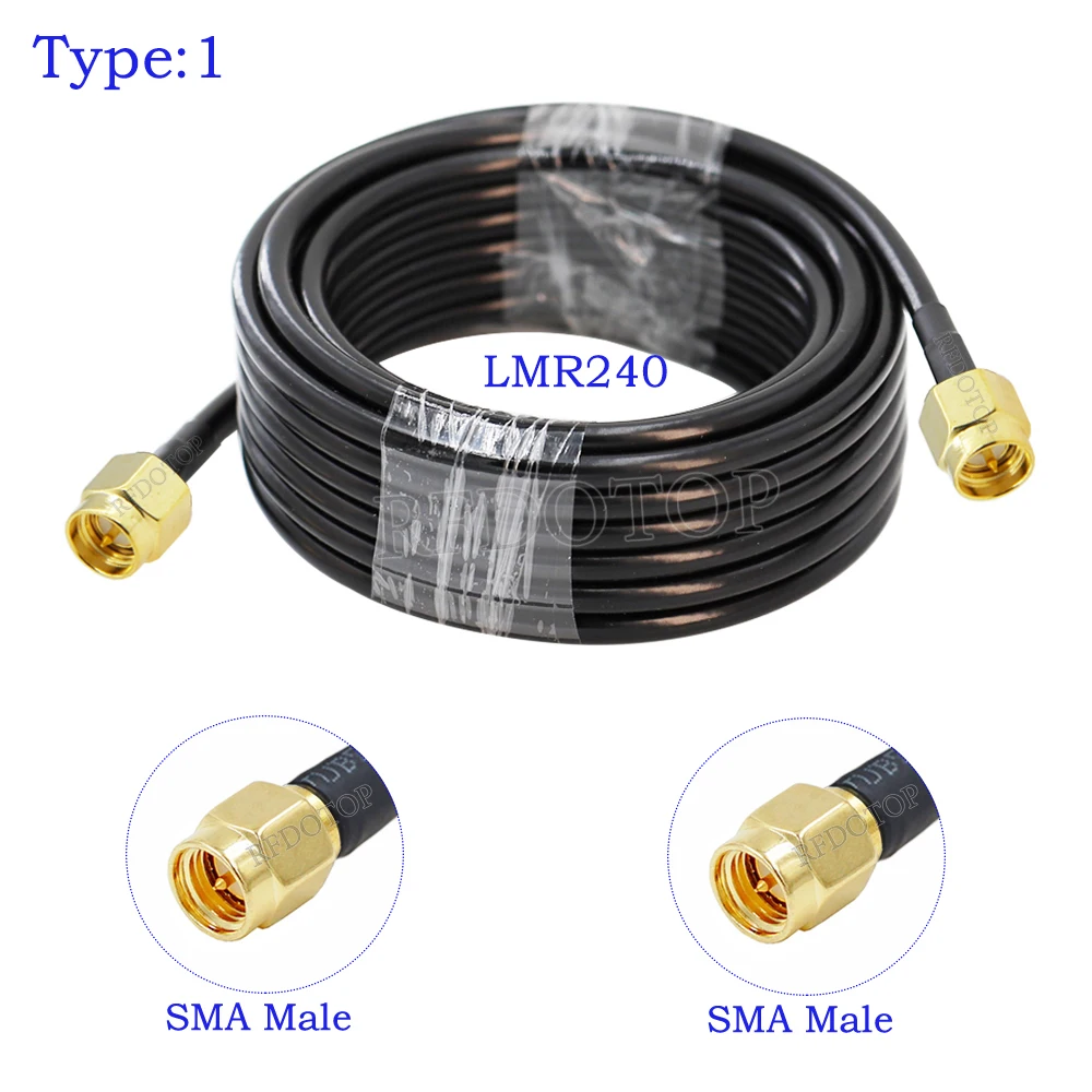 SMA Male to SMA Male Connector Low Loss LMR240 RF Coaxial Cable 50-4 Pigtail WiFi Router Antenna Extension Cord Jumper 15cm-30m