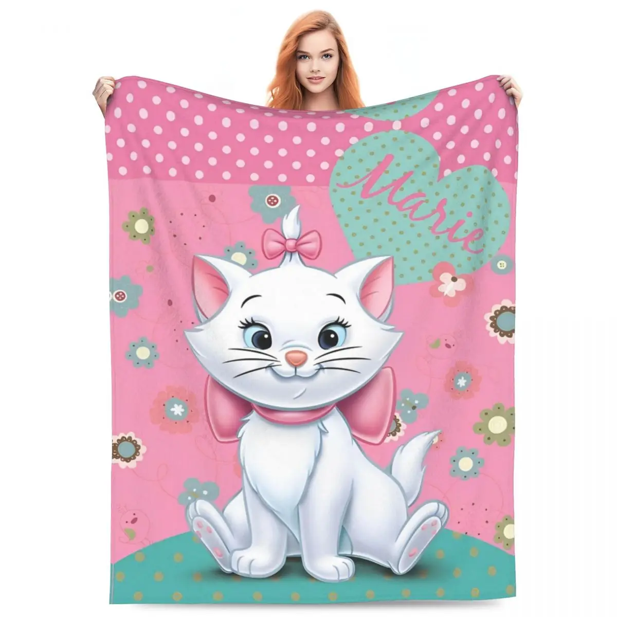 MINISO The Aristocats Marie Cat Blanket Animal Soft Warm Fluffy Plush Throw Blanket For Child Flannel Bedspread Bed Cover