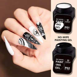CHUNSHU No Wipe Painting Gel Semi-solid UV Gel Polish Nail Art Design Soak Off 4in1 Full Coverage Paint Manicure White Black 5ml
