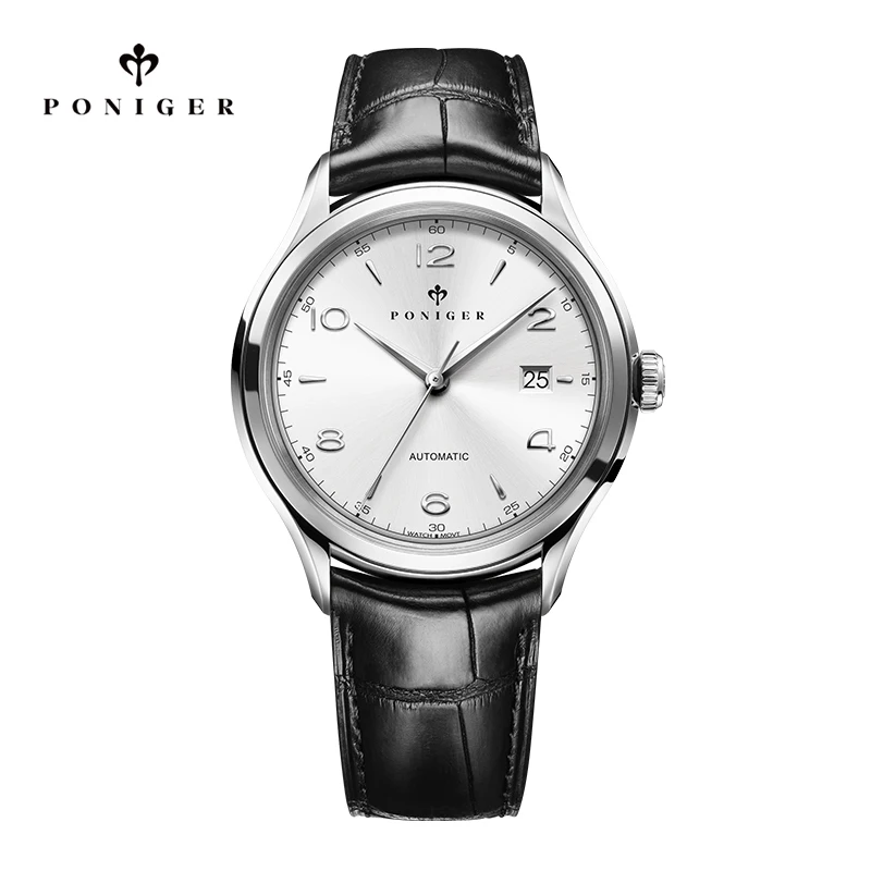 

PONIGER New 9mm Thickness Minimalist Men Watch Type Leather Belt Hand Wrist Automatic Watches