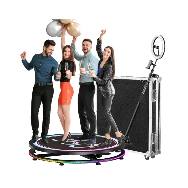 360 Degree Automatic Rotating Video Spin Machine Camera 360 Photo Booth Props with Ring Light