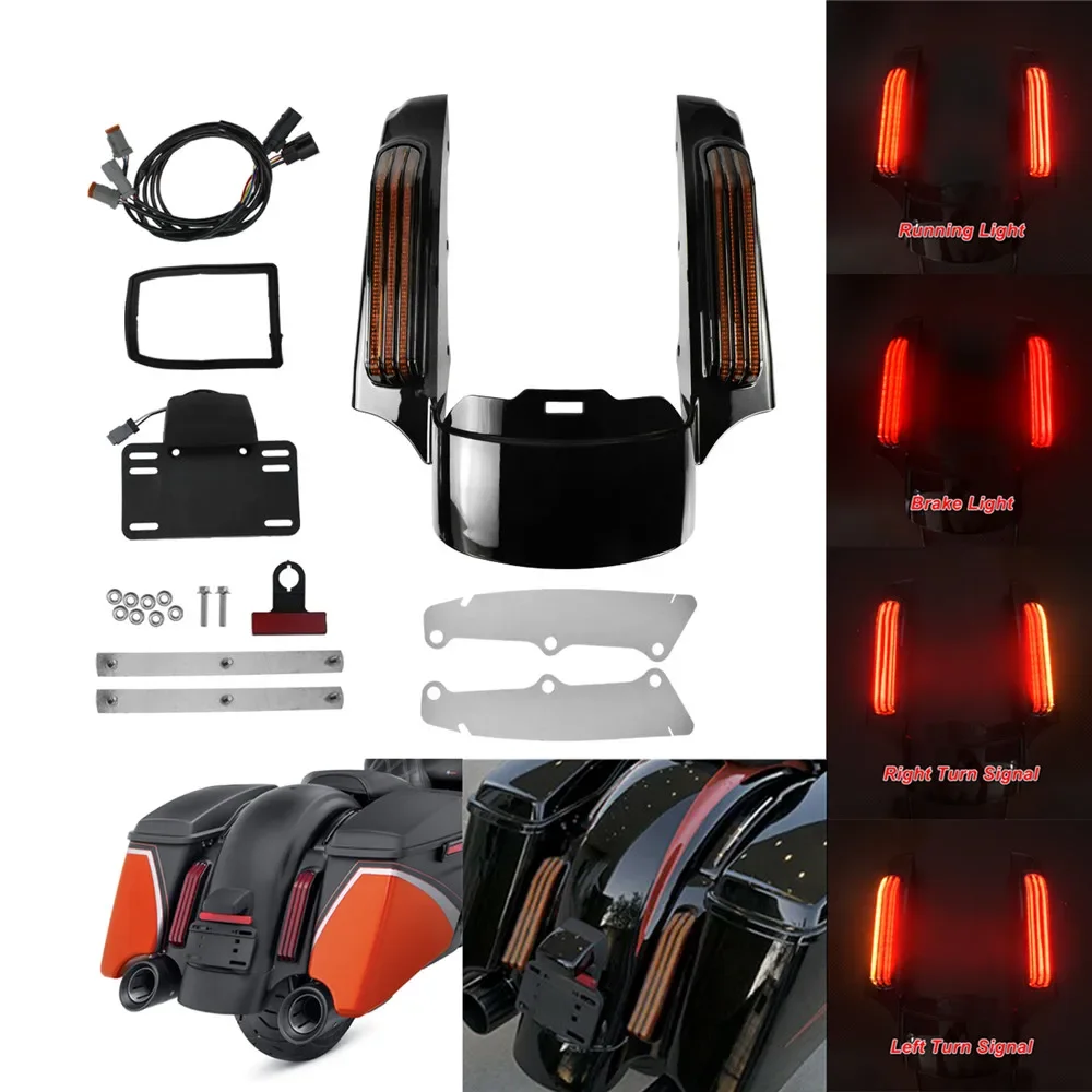 Motorcycle LED Light Rear Fender Fascia Set For Harley Touring Street Glide Electra Road Glide Road King 2009-2024 FLHTK FLHR