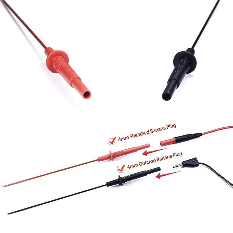 600V10A Multimeter Test Leads Cable Back Probe Tip 4mm Interface Length 24 Centimeters