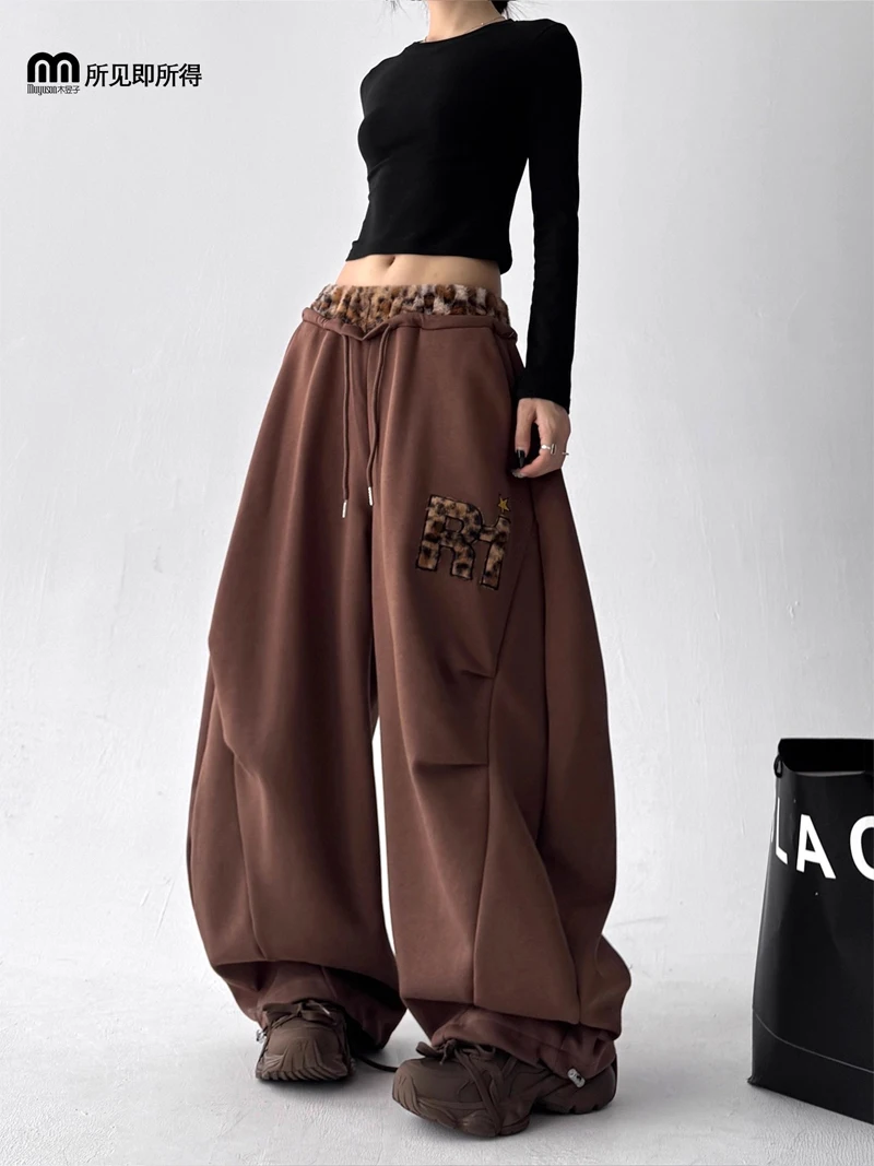 

Брюки Scimitar, женские утепленные весенние модальные брюки свободного покроя, минималистичные, на открытом воздухе, с широкими шнурками, в стиле пэчворк, регулируемые, повседневные