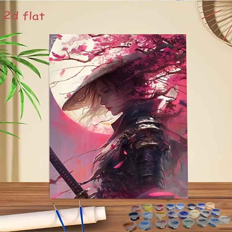Kit de peinture à l'huile par numéros DIY, style ancien, fleurs de cerisier, peinture par numéros, art sur toile par numéros