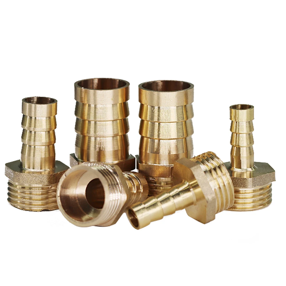 1PC 1/2'' Male Thread Brass Copper Hose Adapter Connect Repair Durable Tube Fitting Hose Coupling Joint for 6/8/10/12/14/16/19mm