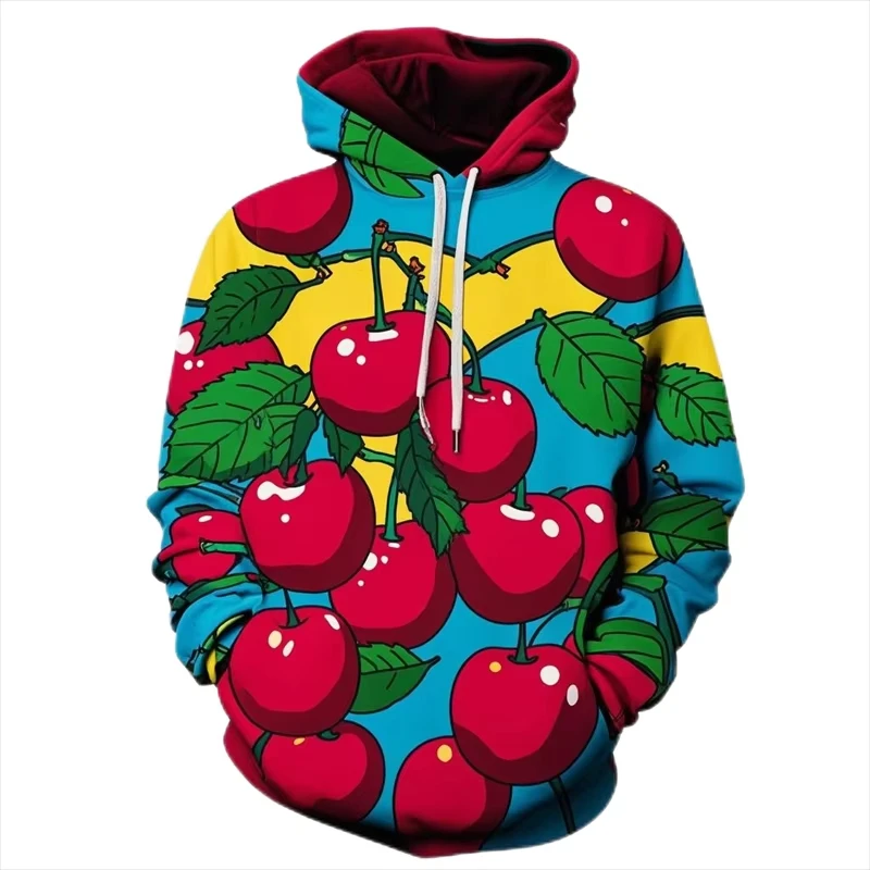Harajuku موضة الكرز هوديس للرجال ملابس مضحك الفاكهة بلوزات الخريف النساء رياضية عادية الصبي الشارع الشهير للجنسين بلايز
