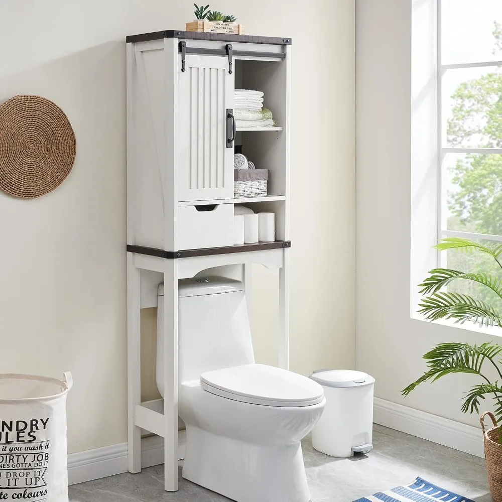 

Toilet Lockers, Farmhouse Lockers with Adjustable Shelves and Sliding Barn Doors, Freestanding