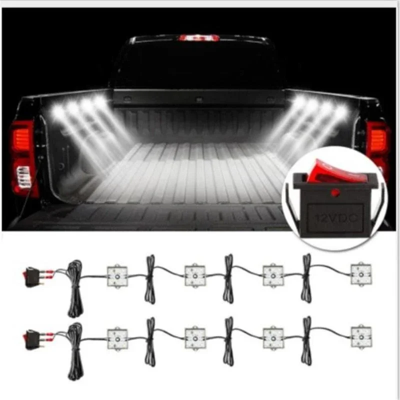 

8Pcs LED Lights Strip Truck Bed Trunk Lighting Kit 6000K 5630 48 SMD LEDs Waterproof for RV Cargo Pickup For Toyota/Tundra/Chevy