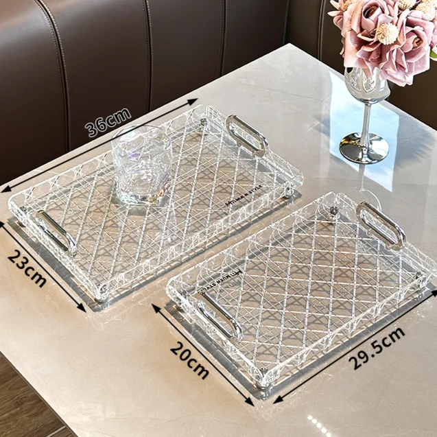 Acrylic Tray Rectangular Household Light Luxury High-end High Aesthetic Tea Set Cup Water Cup Storage Tea Tray Home Decoration