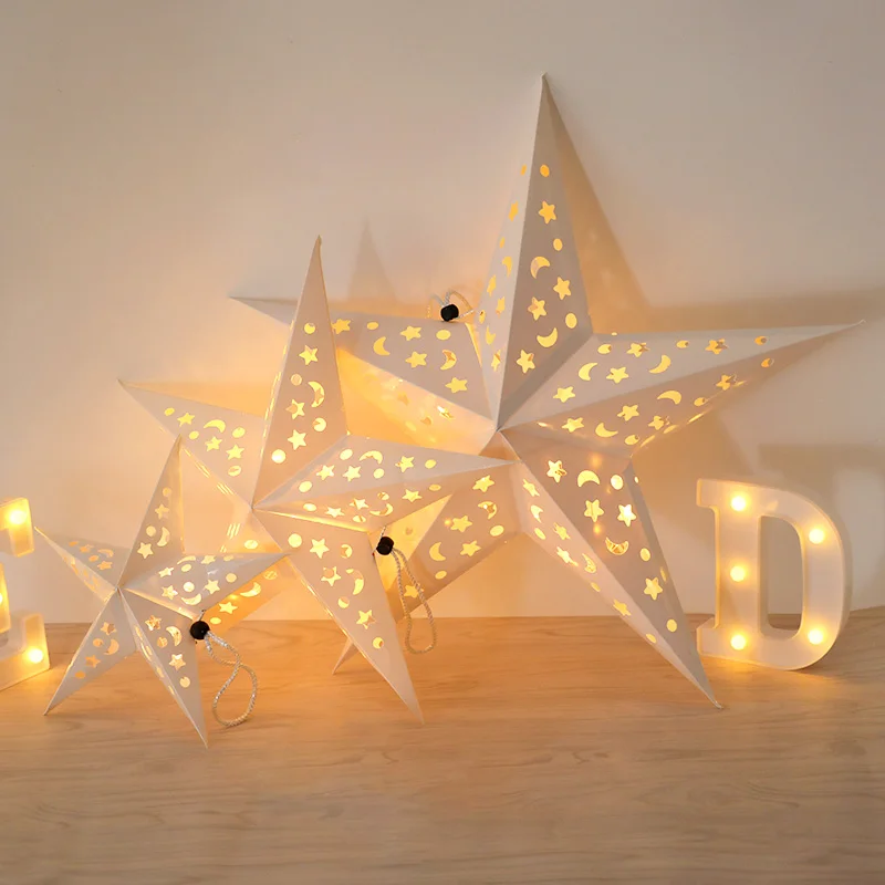 30/45/60cm Gold Hollow Star Eid Mubarak Hanging Pendant Ramadan Decoration For Home Islam Muslim Party Eid Al Adha Kareem Gifts