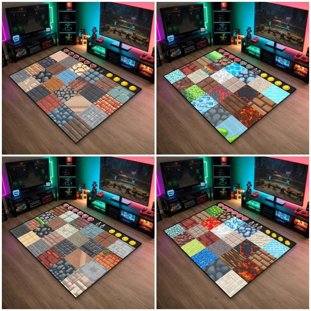 8-Bit Pixel Game Inspired Carpets for Living Room Decor NonSlip Area Floor Mat for Man Boys Bedroom Decor Home Welcome Rug Gift