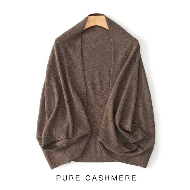 New Arrival Autumn Winter Knit Women Scarf Solid 100% Pure Cashmere Poncho Hollow Out Fashion Capes Lady High Quality Scarves