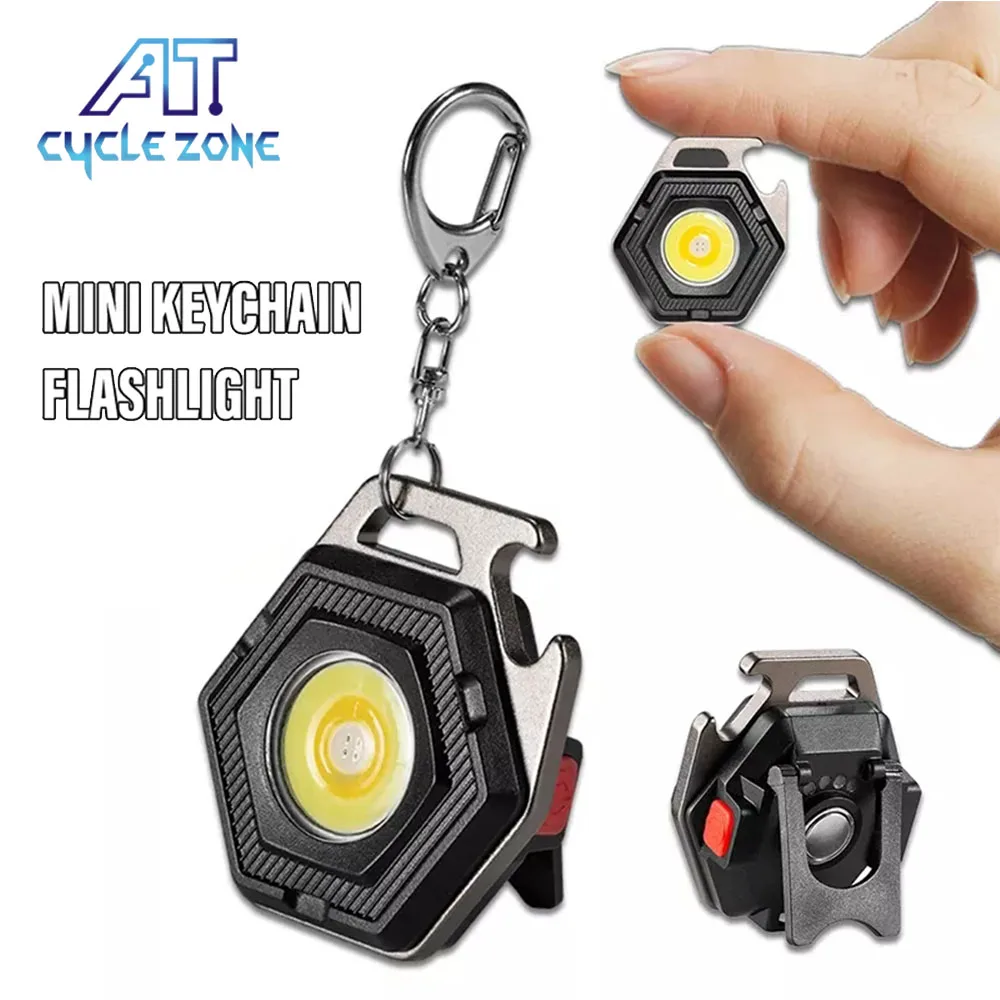 Mini COB Keychain Work Light LED Glare Camping Light  Flashlight USB Charging Emergency Lamps Strong Magnetic Light