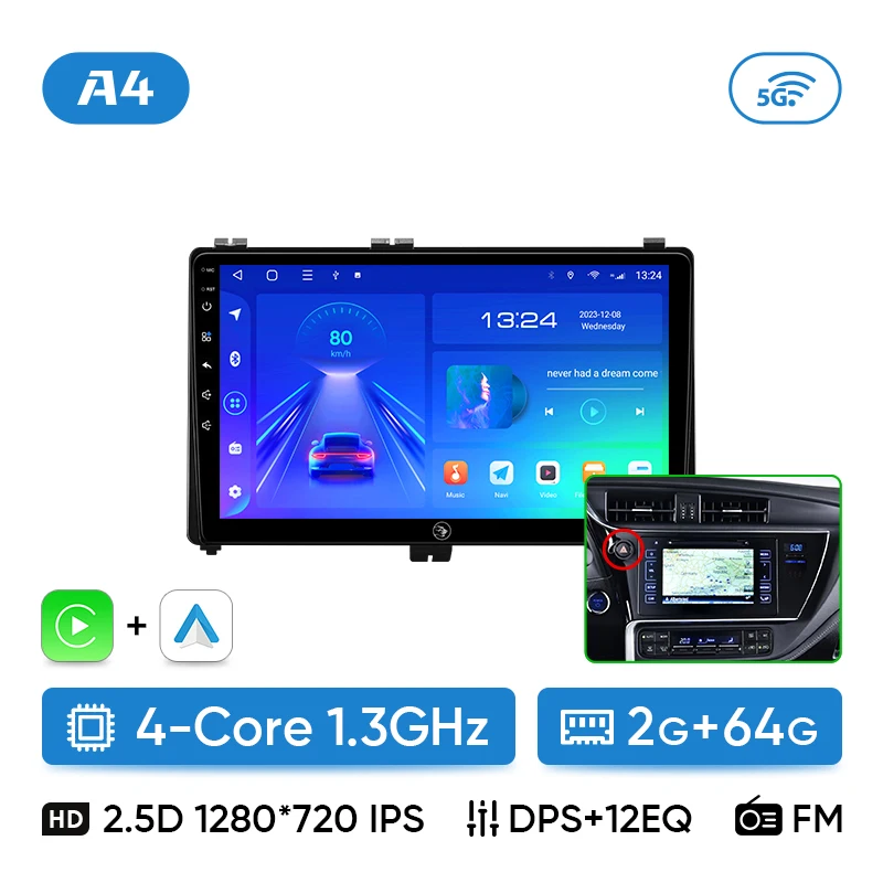 Ainavi autoradio voor Toyota Auris 2014 2015 2016 2017 2018 Corolla Altis Hybrid Carplay Android Auto multimediaspeler stereo 4G