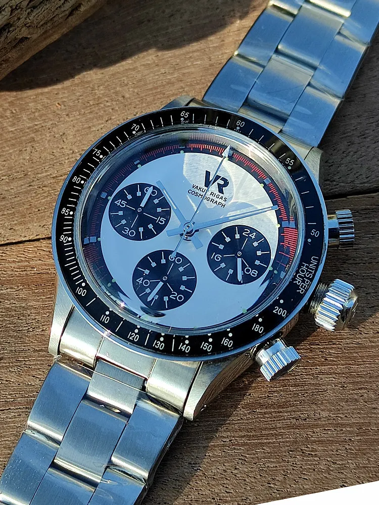 Vakuy Quartz Watch Sweep Second Hands Replica Paul Newman Daytona Precision VK63A Chronograph Vintage Panda DI Men's view 2