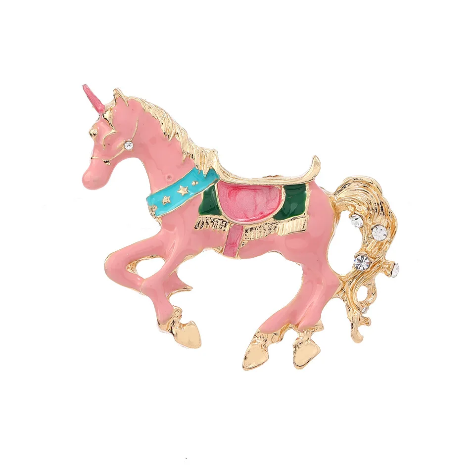Vintage Court Style Enamel Galloping War Horse Brooches Pins For Women Clothing Accessories Men Fashion Suit Lapel Corsage