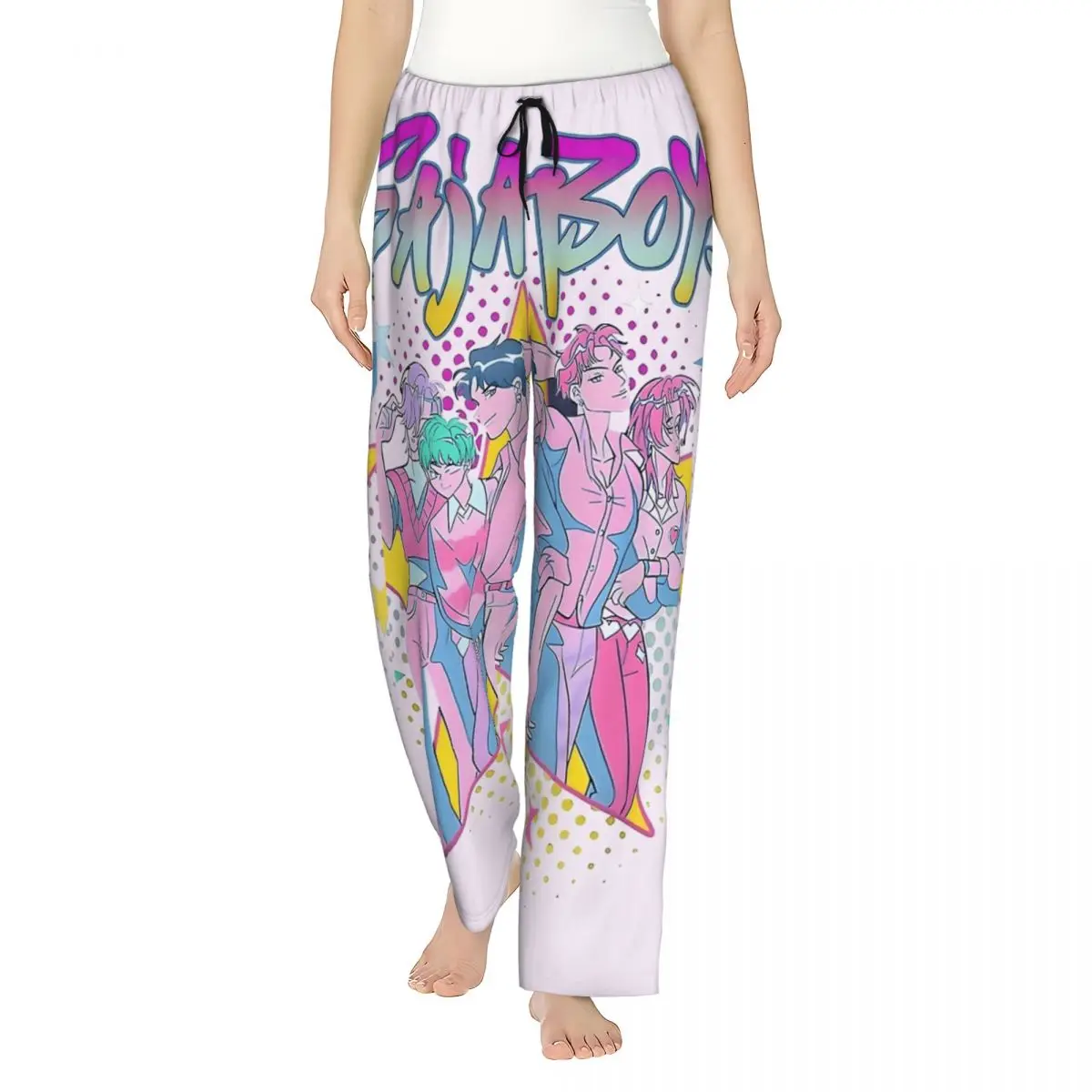 

Saja Boys Kpop Demon Hunters аниме пижамы для женщин винтажные пижамные брюки удобная одежда для сна низ негабаритная ночная рубашка