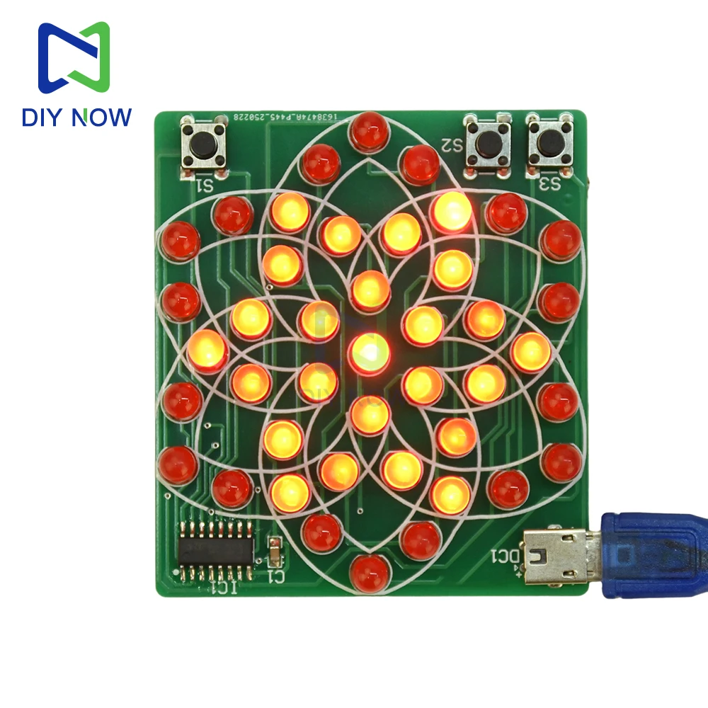 Diy kit eletrônico multi estilo padrão moinho de vento eletrônico fluindo luz água 43 led DC4-5V conjunto treinamento componente solda