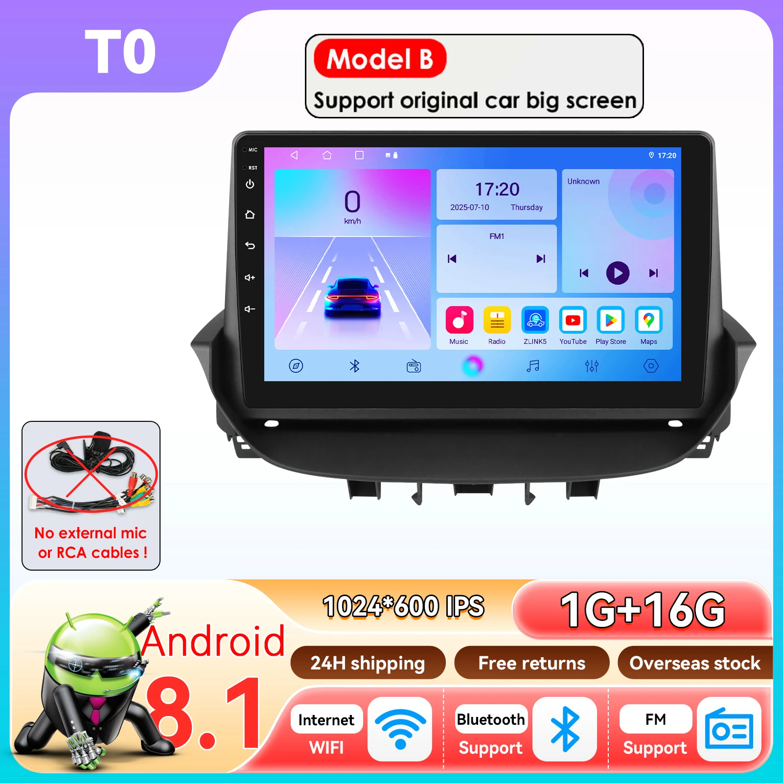 Hizpo Android 14 Intelligente Autoradio voor Renault Laguna 2 2001-2007 Autoradio 2 Din GPS BT Centrale Multimedia Smart Car Systemen