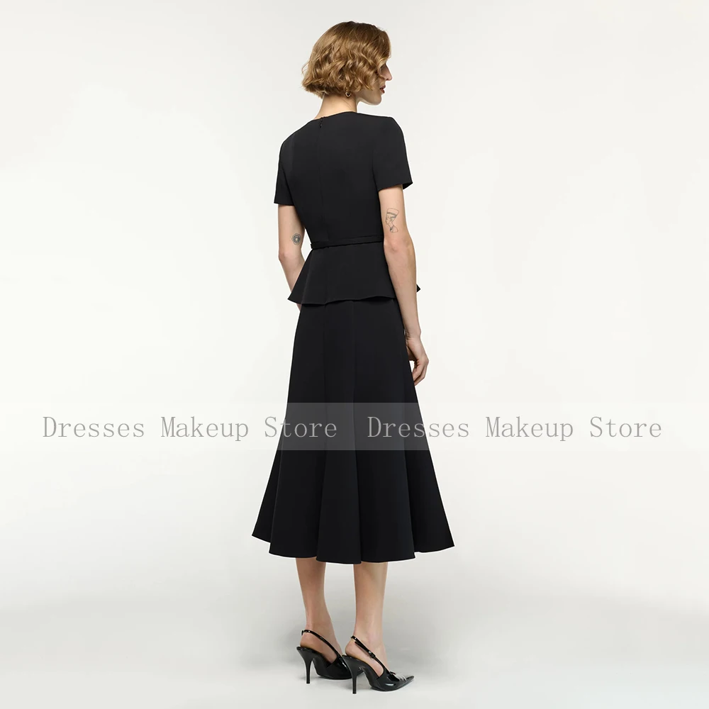 Customized Wedding Guest Dress 2 Pieces Short Sleeves Modern Mother of the Bride Dresses Mermaid Midi Women's Cocktail Gowns