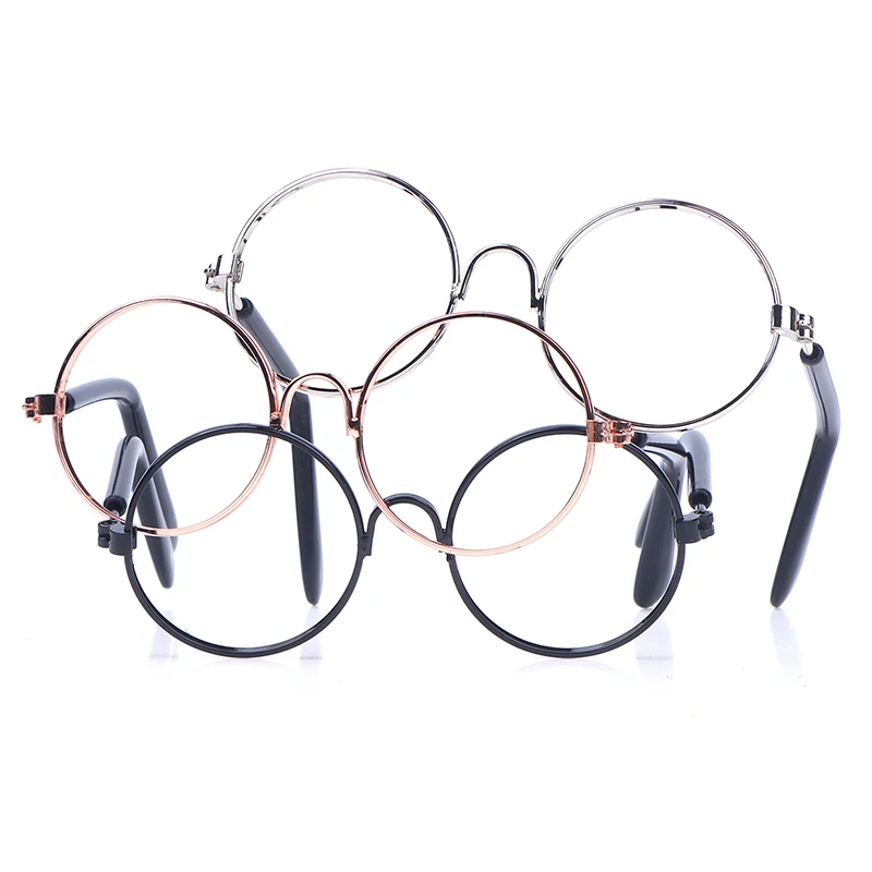 DIY Doll Dressing Accessories High Quality 20cm Dolls Glasses 3 Color Round Frame Lensless Eyewear Toy Miniature Eyeglasses