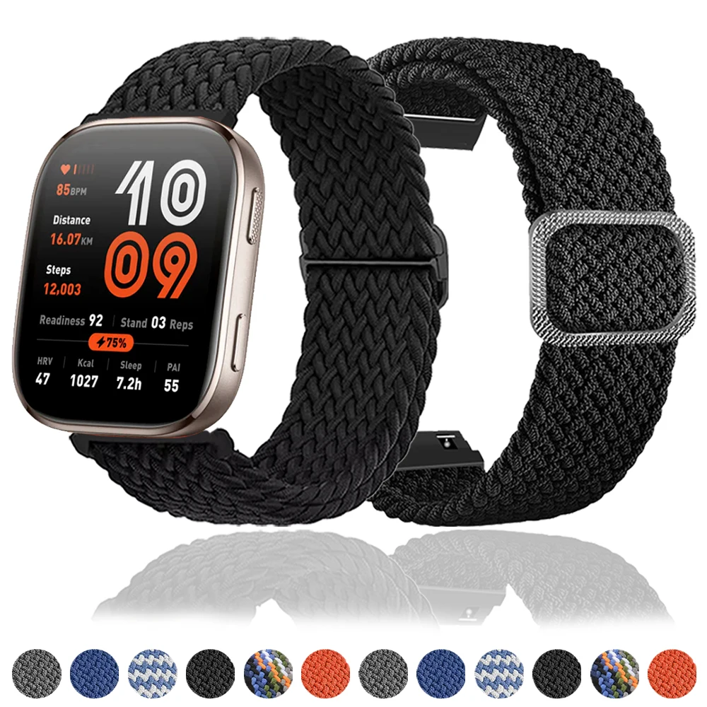 Bracelet respirant en Nylon, 20mm 22mm, pour AMAZFIT Active 2 BIP 6 5 UNITY GTR mini 3 pro 4 GTS 4 mini 3 équilibre, Bracelet tressé