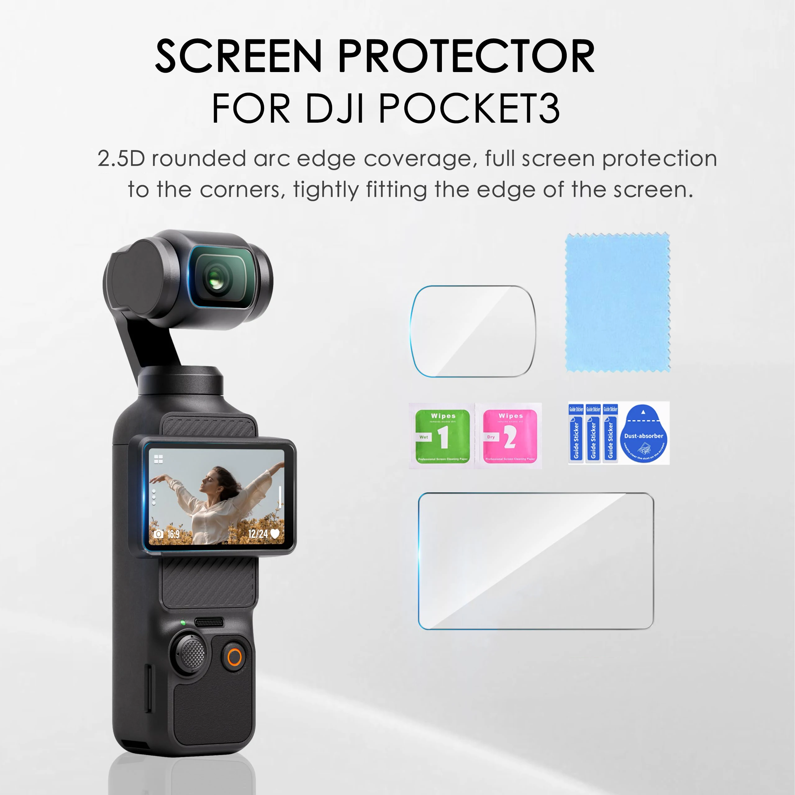 9H HD Tempered Glass for DJI OSMO Pocket 3 Screen Protector For DJI Pocket 3 Gimbal Camera Lens Protect Glass Accessories