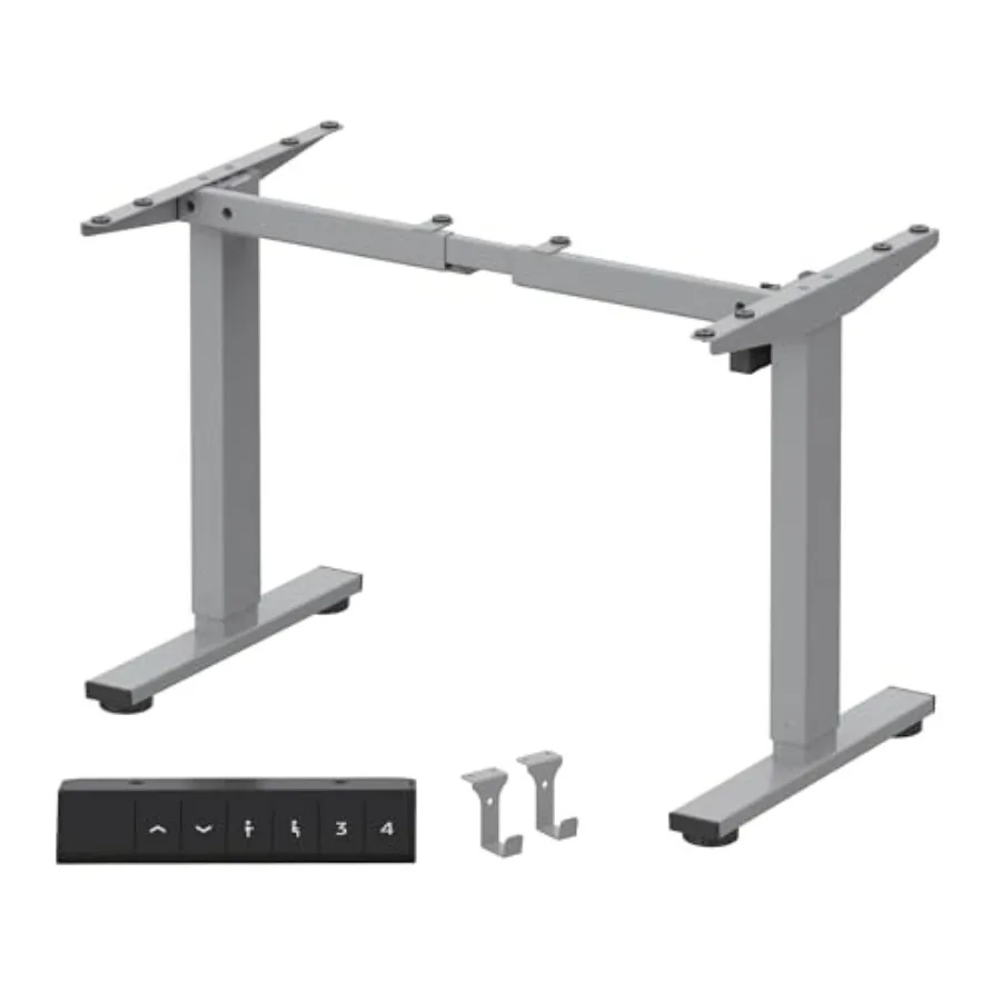 Electric Sit Stand Desk Base with Height Adjustable Frame for Home and Office Use Gray Frame Only Durable Metal Construction Sm