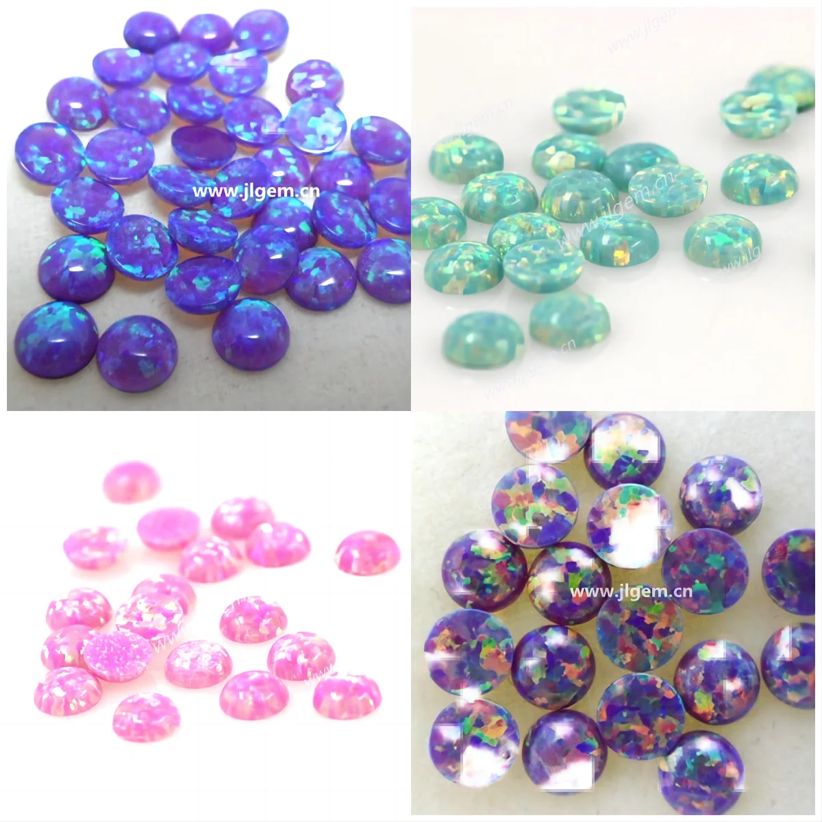 

(50Pcs/Lot) 3MM to 7MM Round Opal Cabochon Flat Base Bottom Jewelry Gems LooseW With 92 Colors Fire Synthetic Opal Stones