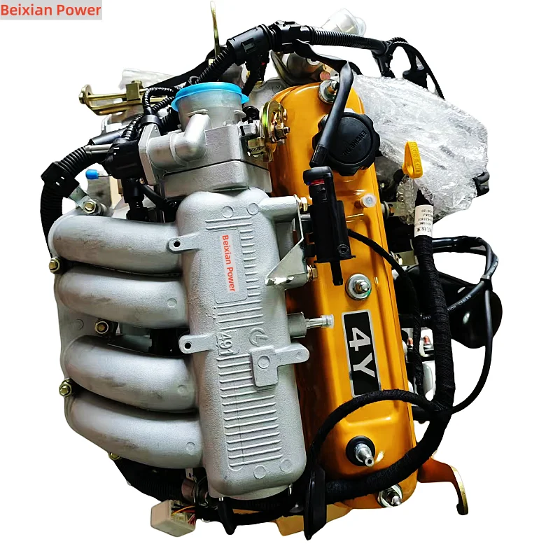 

Wholesale Auto Car Vehicle 4 Cylinders 4 Stroke G-asoline 4Y Engine Assembly Yellow Cover High Quality For Toyota 4y Motor