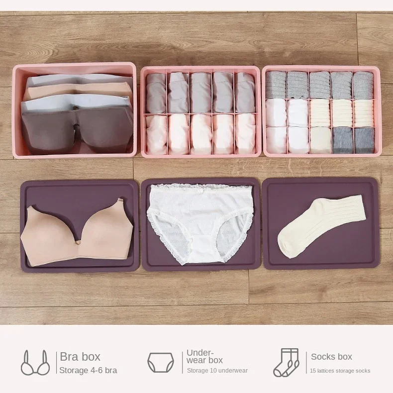 The Latest Underwear Storage Box Home Socks Storage Box Underwear Compartment Storage Box with Cover Dustproof Bra Storage Box