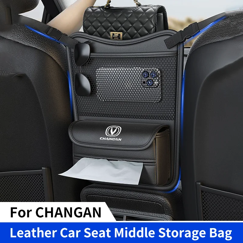 Car Seat Middle Hanger Storage Bag for Changan CS35 alsvi CS55 CS75 CS85 CS95 Hanging Organizer Handbag Holder Water Cup Pockets