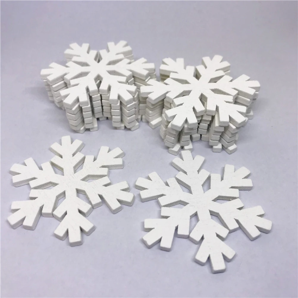 

20pcs Wooden Snowflake Hanging Ornament Diy Craft Decor For Christmas Tree Wall Window Door Home Office Cafe Restaurant