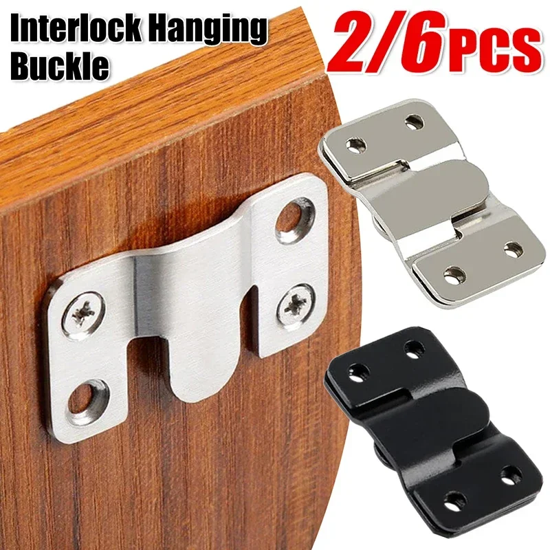 2/6pcs Picture Frame Hanging Buckle Stainless Steel Furniture Interlock Bracket Hanger Hook Photo Framer Wall Painting Connector