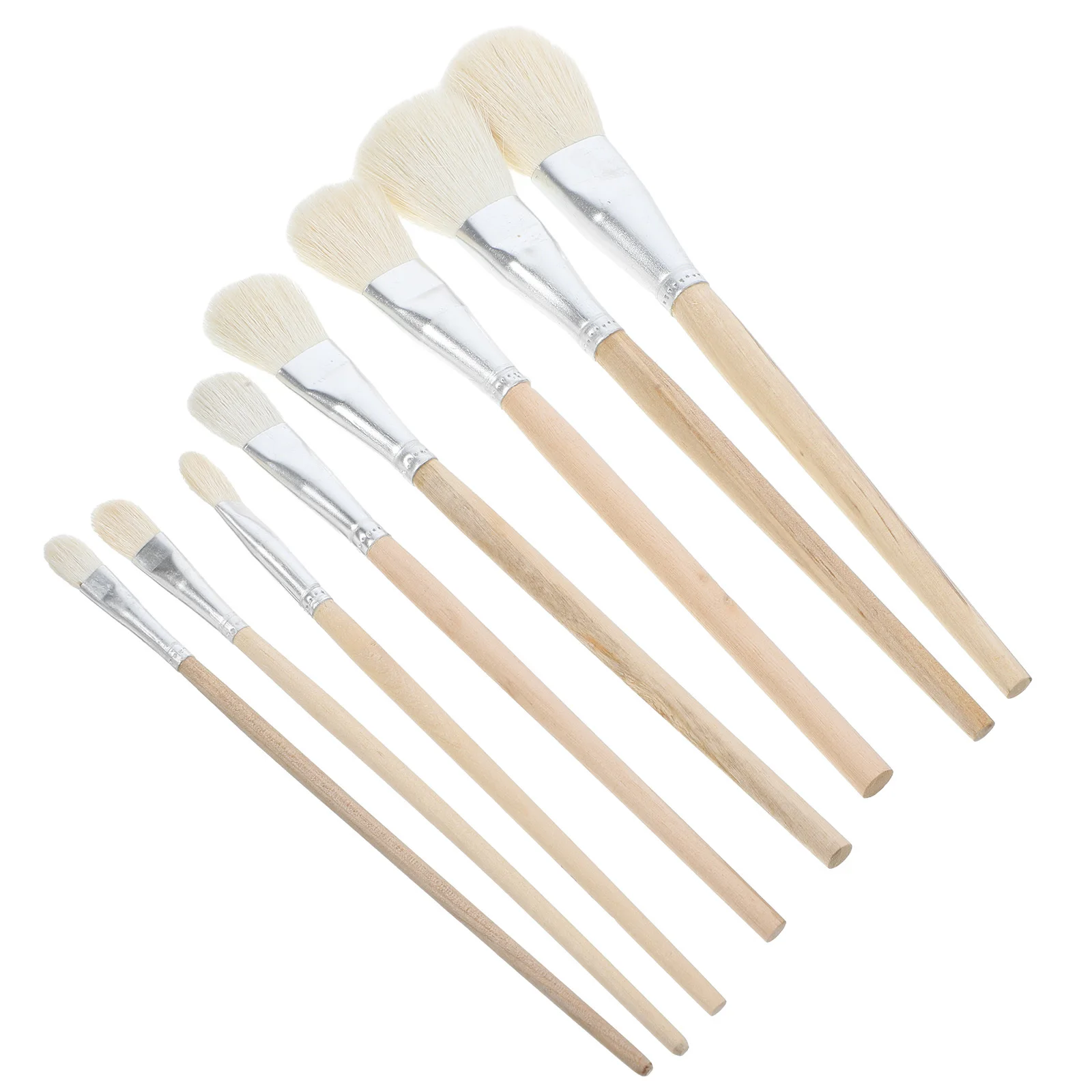 

8Pcs Wool Pottery Paintbrush Set Durable Wood Handle Precise Detailing Brushes for Watercolor Oil Painting Pottery Art Brush