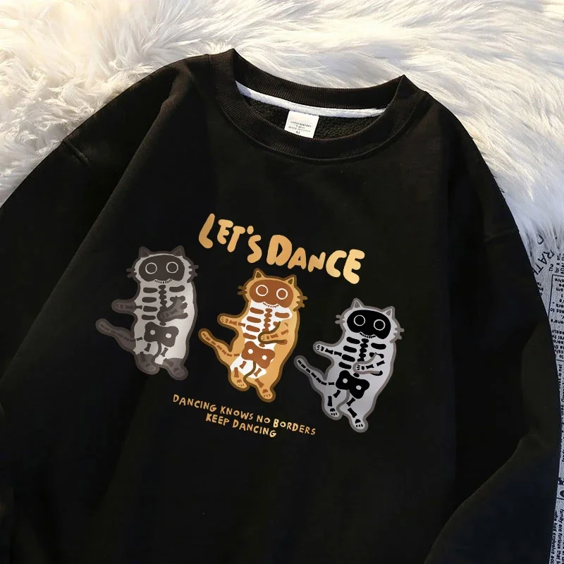 

Skeleton Cat Dancing and bouncing mens pullover Harajuku high quality hoody fashion casual sweatshirt autumn loose tracksuit