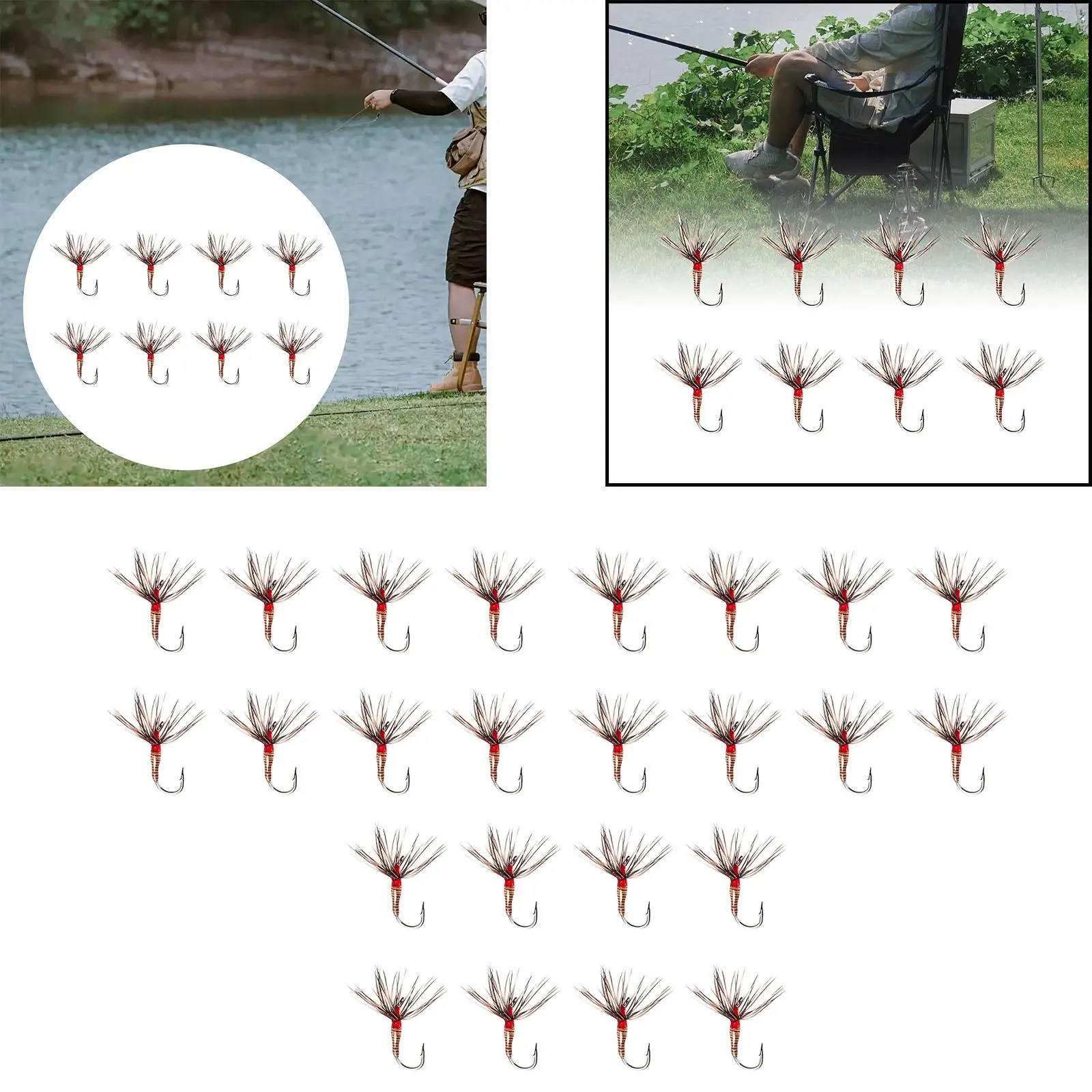 

8x мухи для ловли нахлыстом, пресноводная портативная высококлассная имитация с крючками для белых полосатых ловли окуня, рыболовные снасти тилапии, форели