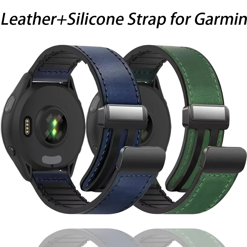 Leder + Silikon 22 mm 20 mm Magnetarmband für Garmin Active 6 5 Venu 3/2 Armband Band Garmin Forerunner 55 165 265 965 970 Gürtel