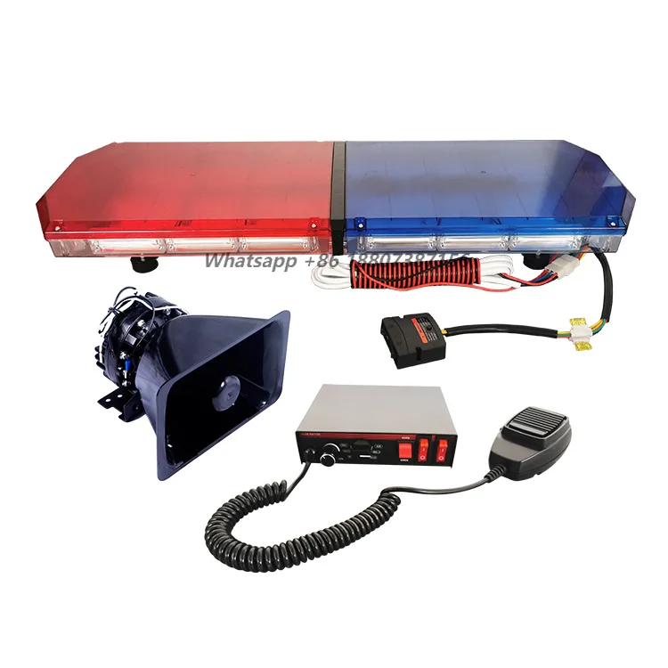 

LED Warning Light Bar with Siren & 150W Speaker Waterproof Red/Blue Flashing Rotating Light for Trucks & Emergency Cars