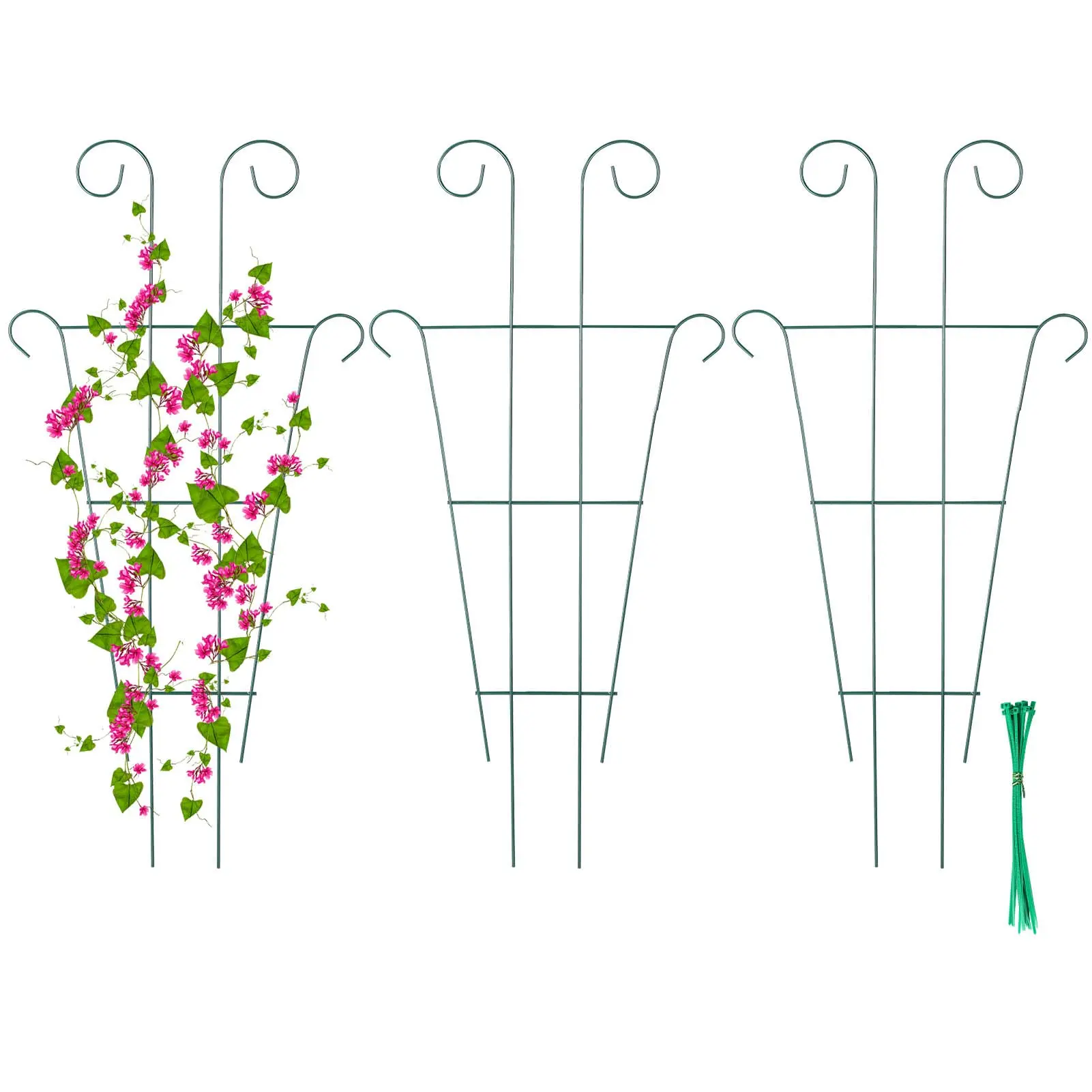 Garden Trellis Potted Plants, Metal Trellis for Climbing Plants Outdoor & Indoor, Plant Support with 20 Pcs Cable Ties