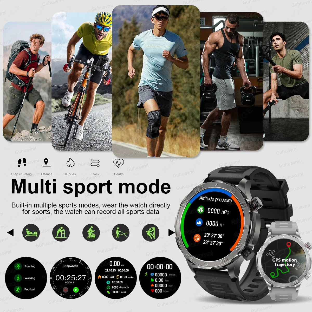 2024 New For Xiaomi Rugged Military Smart Watch Men GPS HD AMOLED Screen Heart Rate Bluetooth Call Waterproof Outdoor SmartWatch