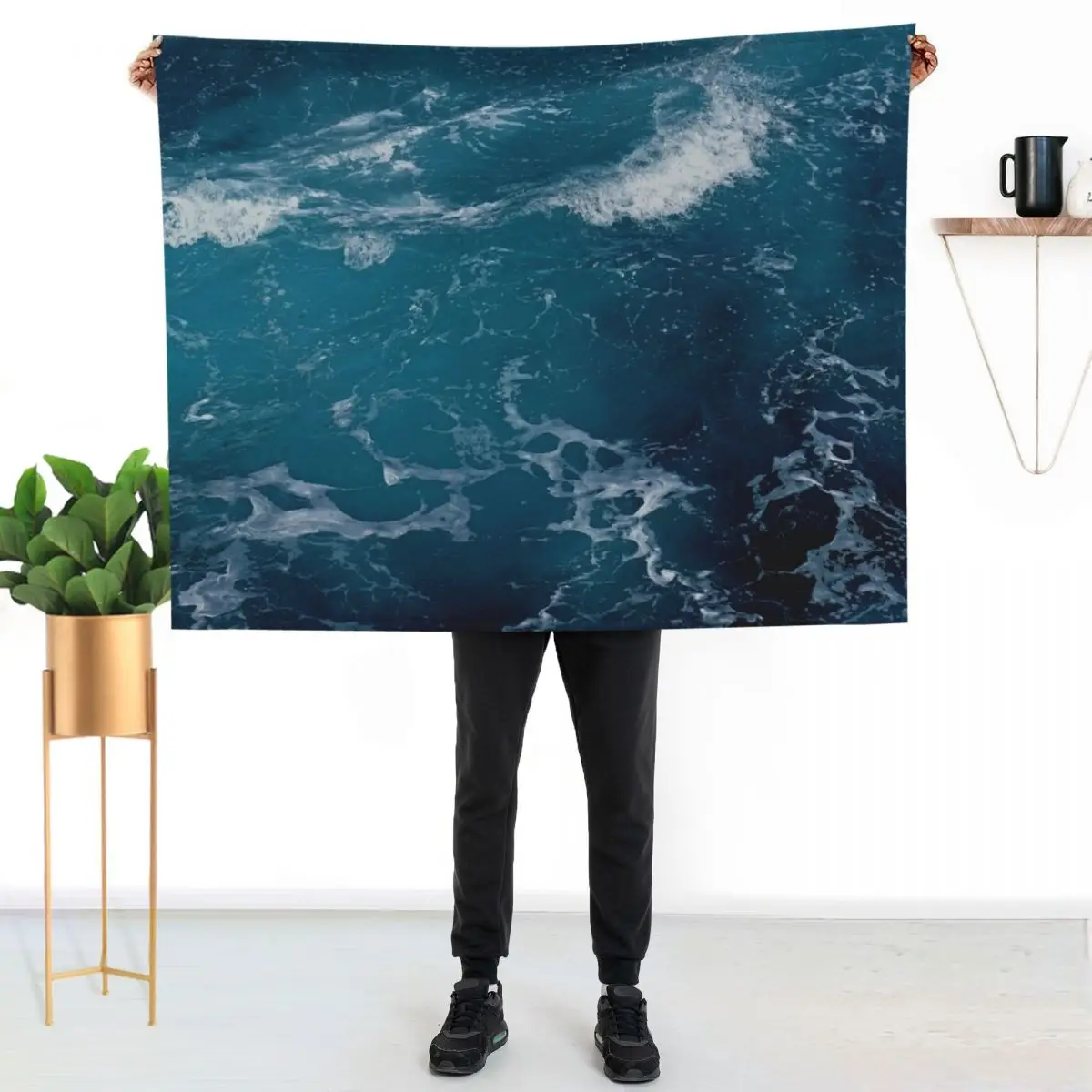 

blue ocean waves Throw Blanket Soft Plush Blanket as Housewarming Gift